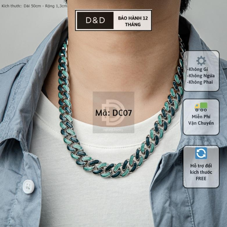 Trang sức Dây chuyền và Lắc tay nam nữ phong cách Âu Mỹ, thời trang Cuban,Thép Titan cao cấp không rỉ set, không ra ten