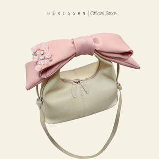 Chow bag Hérisson màu kem + nơ hồng