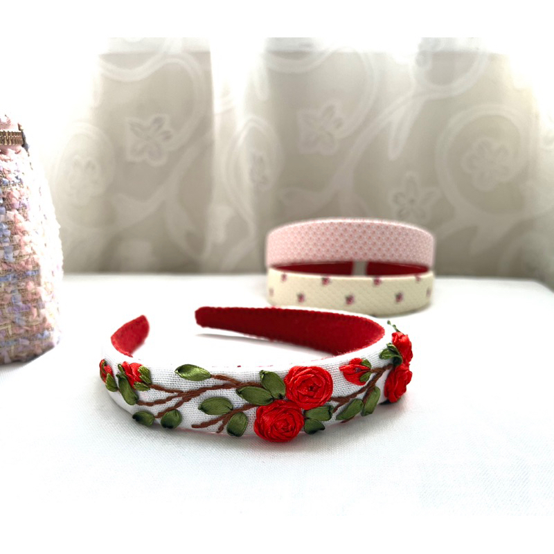 Cài tóc thêu hoa hồng Handmade by Chang