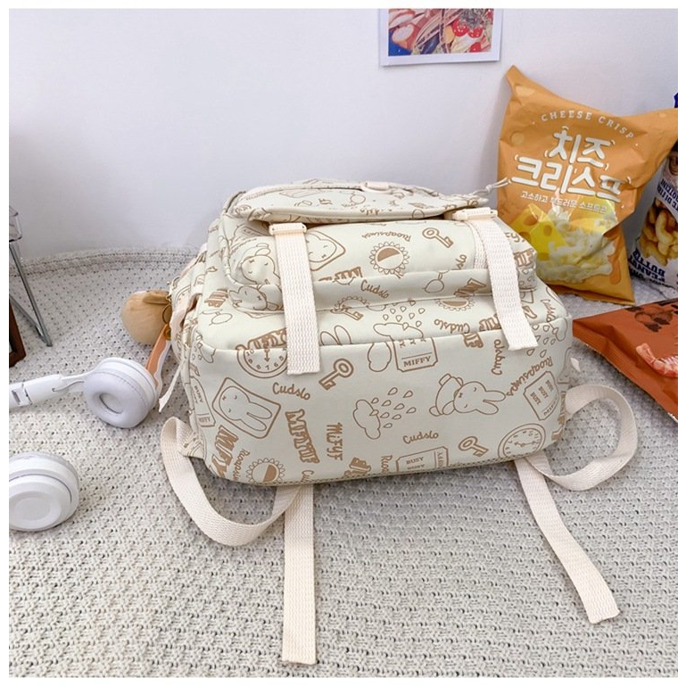 Balo Hoạ tiết KeKemi KK1 kèm móc gấu trắng