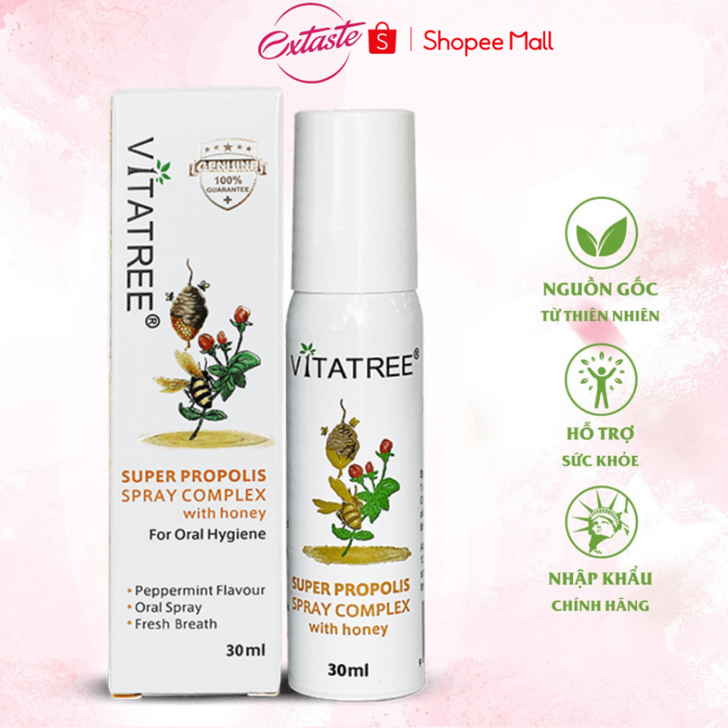 Keo ong xịt họng Vitatree Super Propolis Spray Complex With Manuka 15+ 30ml