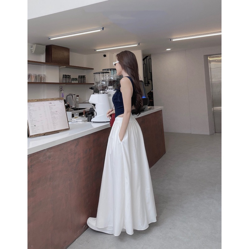 Set áo quây jean + cv suông dài