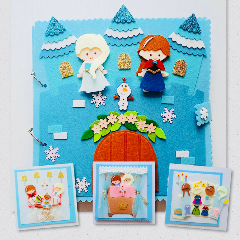 Đồ chơi vải Nỉ Búp bê Công chúa Elsa (Hình thật 100%) - Quiet Book Frozen - Đồ chơi vải Handmade Els