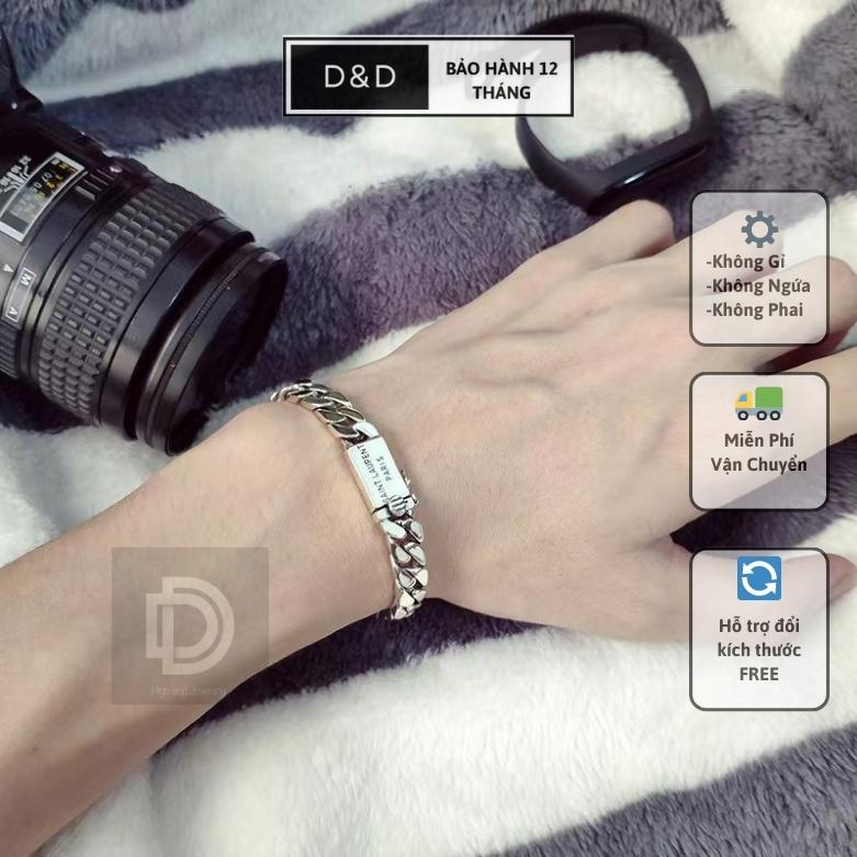 Vòng tay trang sức Nam nữ phong cách mắt xích Hip-hop D&D Titanium không rỉ sét không đen,  HOT 2023