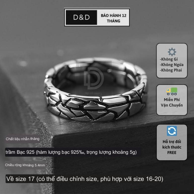 Trang sức Nam nữ Nhẫn D&D Titanium Baldum hở đáy free size không rỉ sét, không phai màu, phong cách thời trang Hàn Quốc
