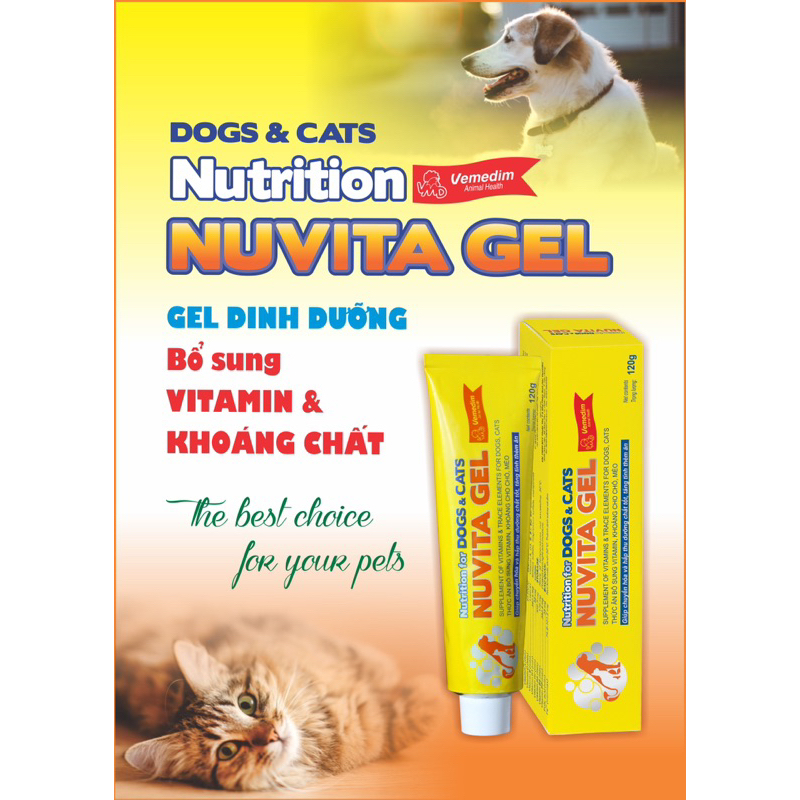 NUVITA GEL bổ sung dinh dưỡng, vitamin, khoáng cho chó mèo, tuýp nhôm 120g