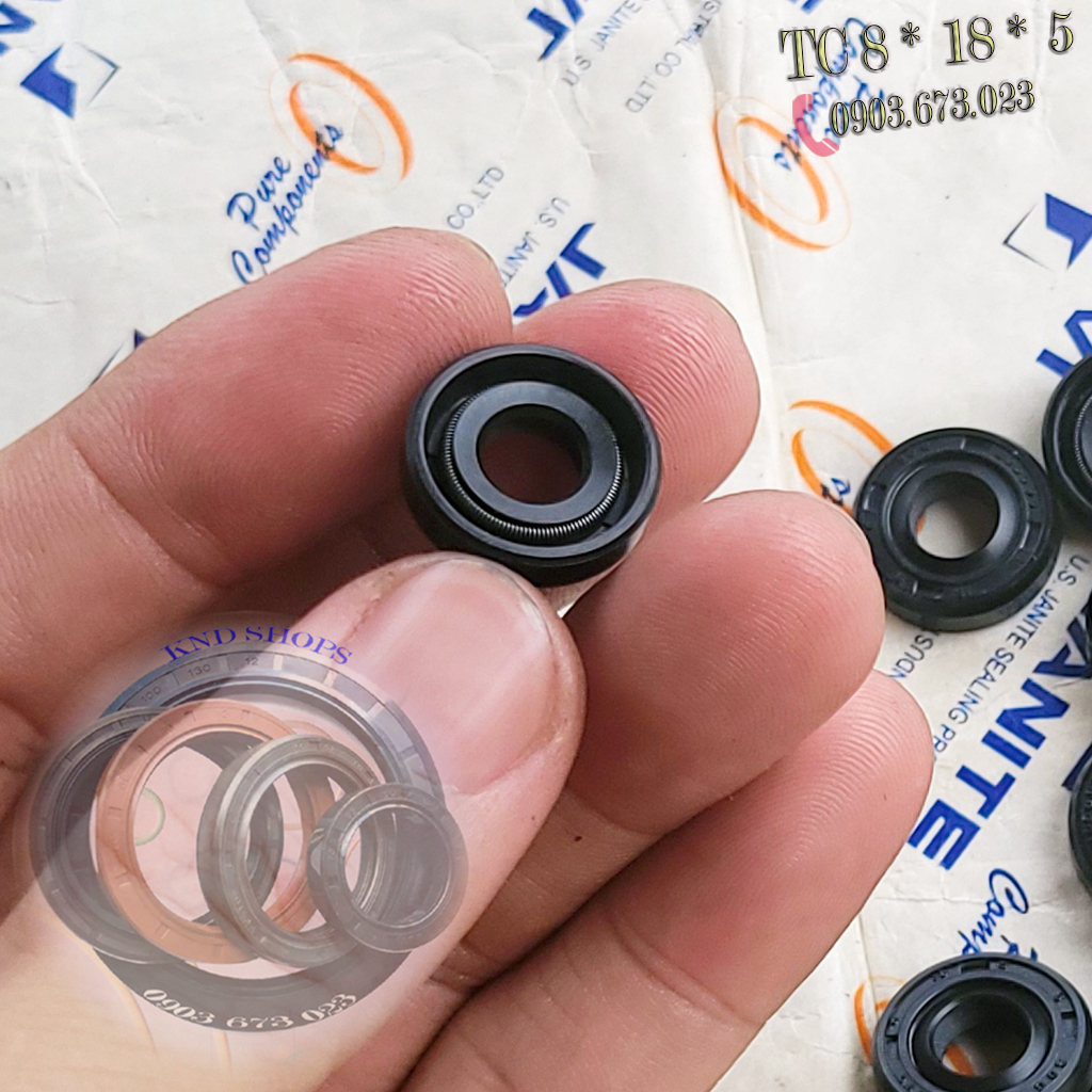 Phớt dầu | Vòng đệm cao su có lò xo DKD TC 8*18*5 và SOG TC 8*18*5, phụ tùng xe máy và máy cơ khí dân dụng - KND Shops