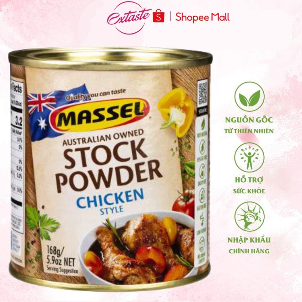 Hạt nêm thuần chay không bột ngọt Massel premium stock powder chicken style 168g vị gà - extaste