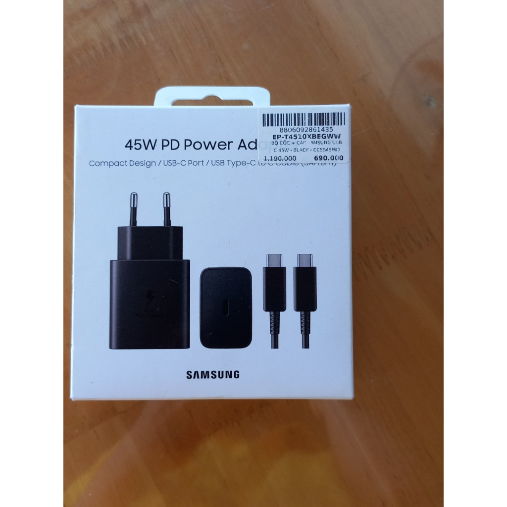 Bộ Adapter sạc kèm cáp Type C - Type C PD 45W Samsung EP-T4510X