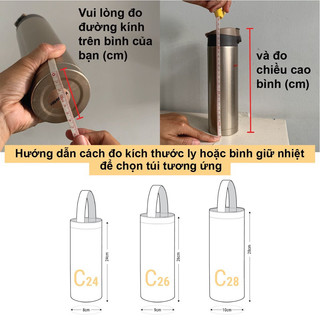 Túi canvas đựng bình nước giữ nhiệt - Nhiều size cho mọi loại bình