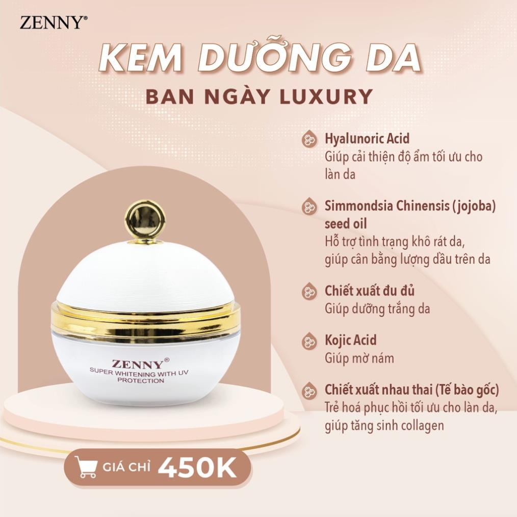 Combo Kem ngăn ngừa sạm nám, tàn nhang, mun, ZENNY LUXURY chống lão hoá, Giúp da trắng sáng, mịn màng