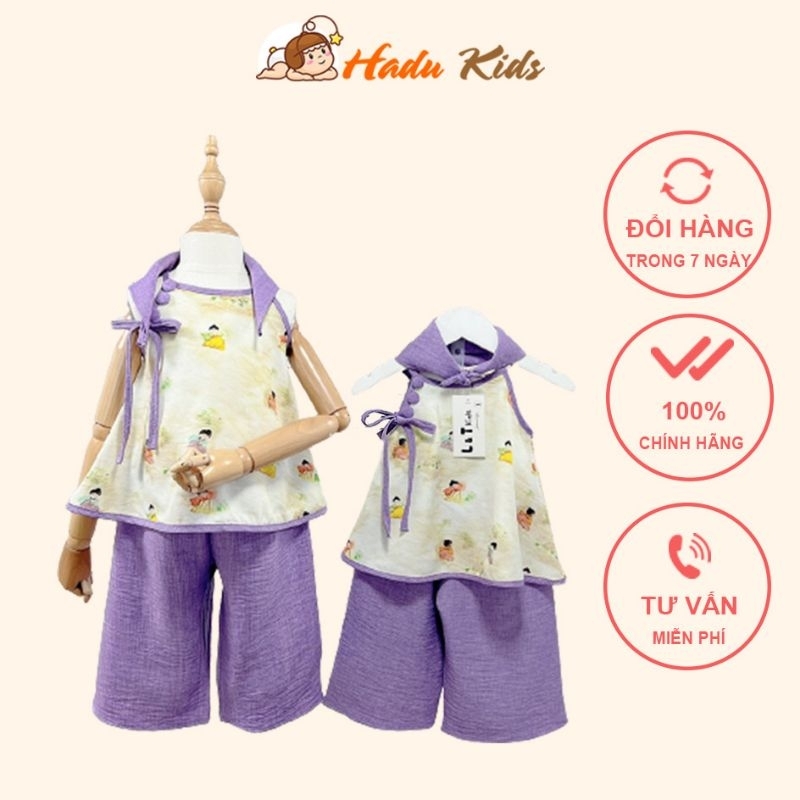 Bộ yếm lụa ngọc kèm khăn tay cho bé gái Hàng Đẹp set yếm diện Trung Thu, chụp ảnh sen xinh xắn size đại 10-30kg Hadukids