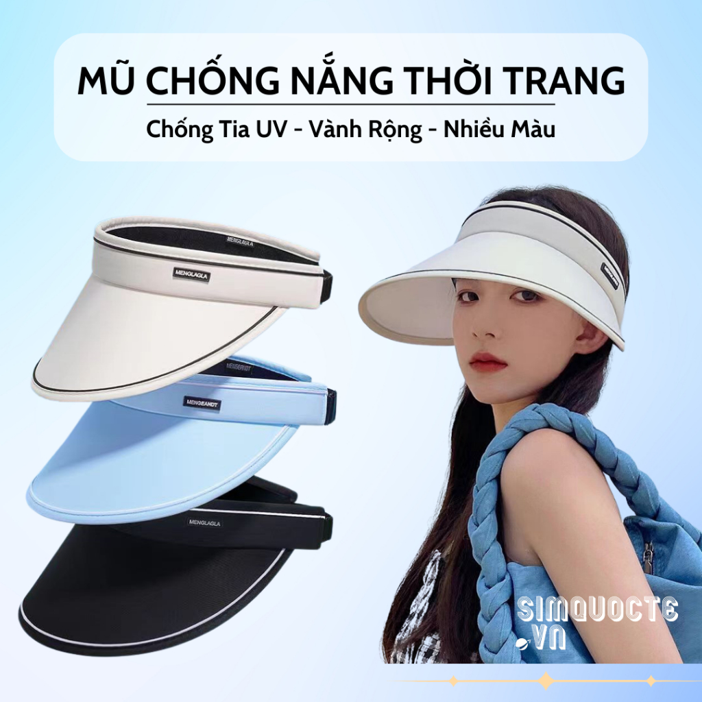 Mũ chống nắng thời trang Nón đội nửa đầu vành rộng trẻ trung chống tia UV nhiều màu có thể gấp gọn bỏ túi tiện lợi