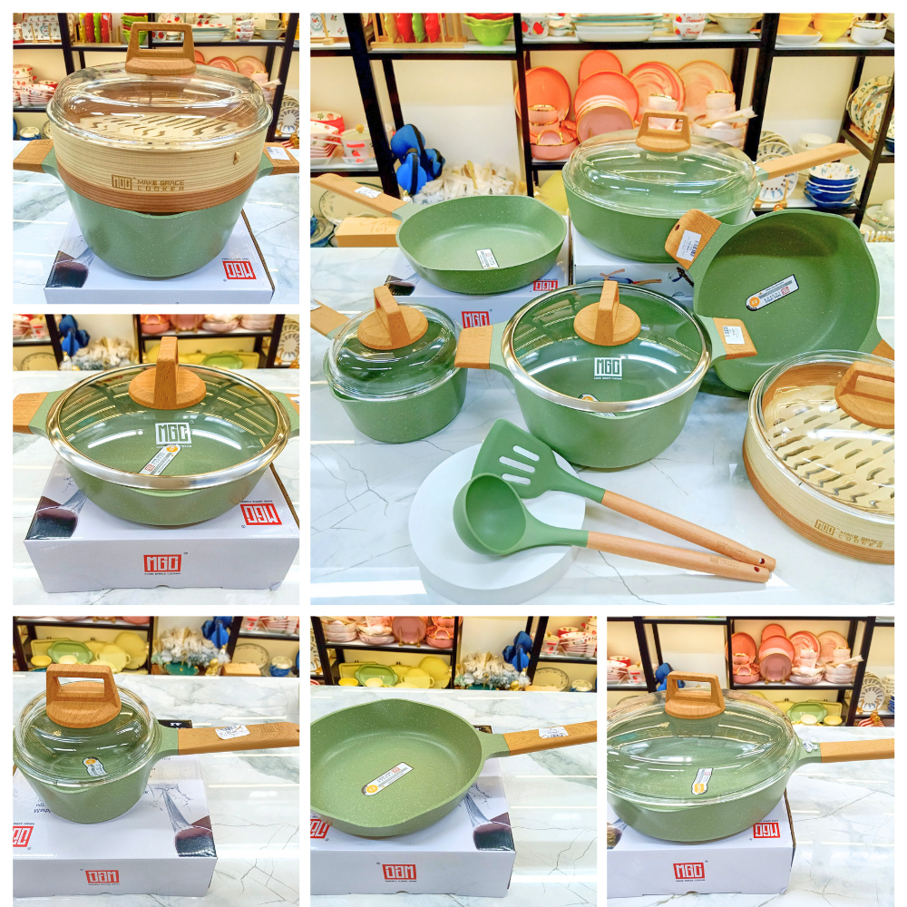 Bộ nồi chảo màu xanh mint MGC siêu xinh xắn