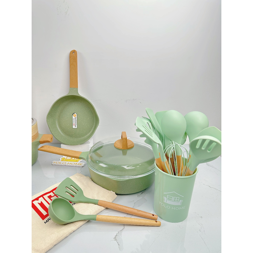 Bộ nồi chảo màu xanh mint MGC siêu xinh xắn