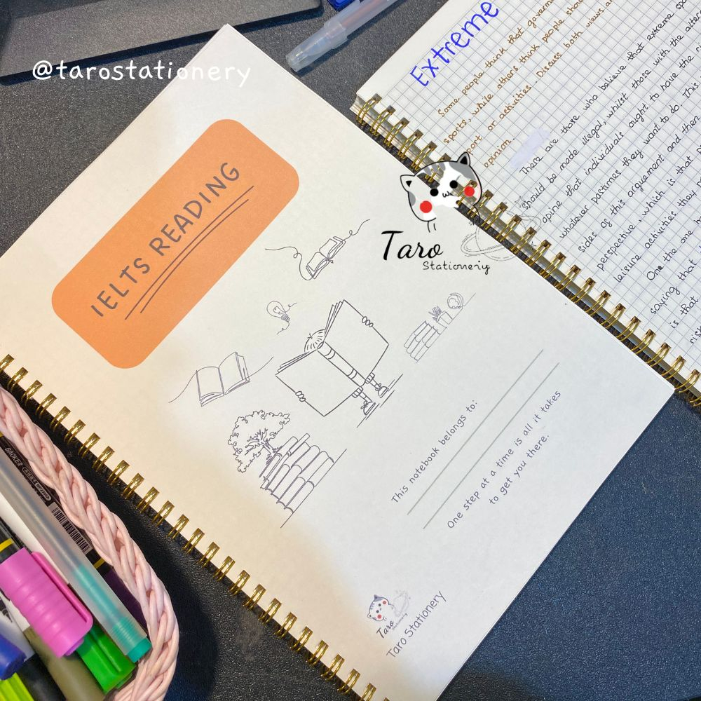 Sổ IELTS Writing, Speaking, Listening, Speaking Sổ Notebook IELTS, Tiếng Anh Taro Stationery