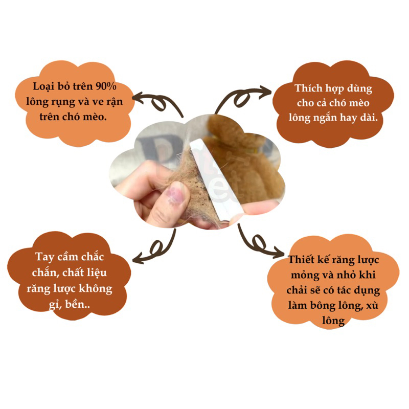 Lược chải ve rận bọ chét lông chó mèo - lutpet