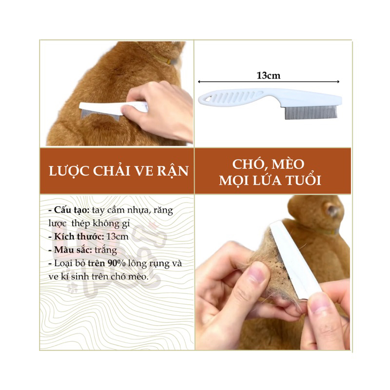 Lược chải ve rận bọ chét lông chó mèo - lutpet