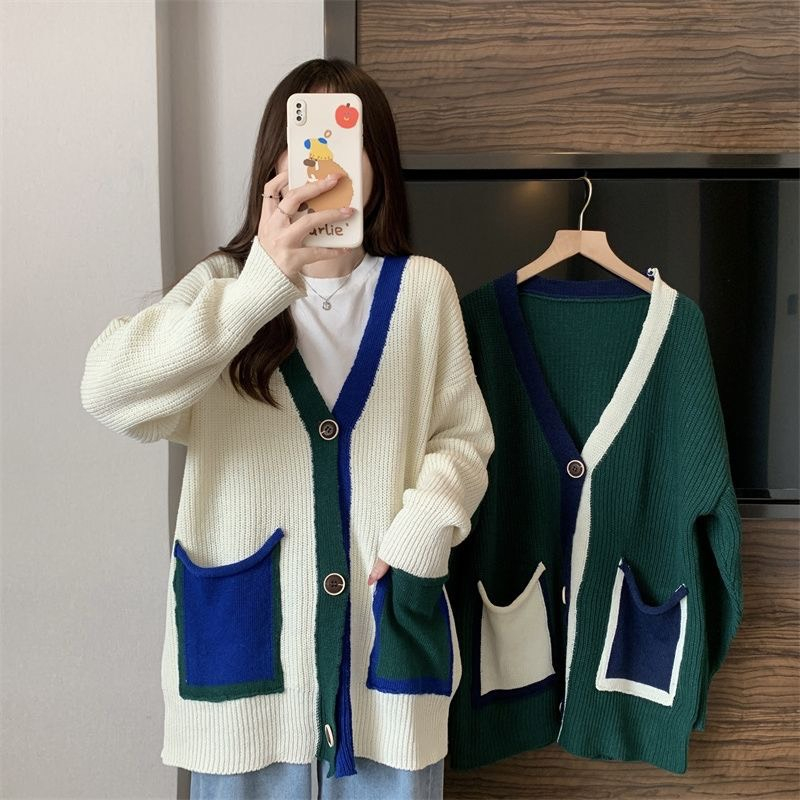 Áo Khoác Cardigan Cổ Tim Viền Túi 2 Màu Tay Dài | Smide Clothing