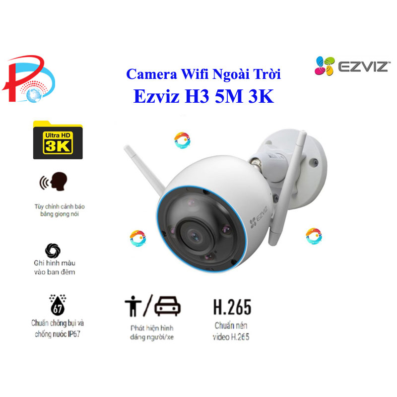 Camera Wifi Ezviz ngoài trời H3 5MP, C3TN, H3C 4MP chuẩn nén H265 - Hàng chính hãng