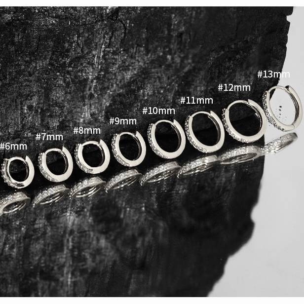 KHUYÊN TAI BẠC CALLA - tròn nạm 1 vòng đá nhiều size l E010