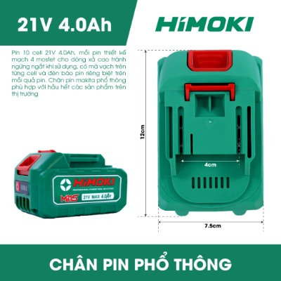 Máy Siết bulong Himoki 650N HM-IW650N Không Chổi Than - chân pin phổ thông lõi đồng 100%