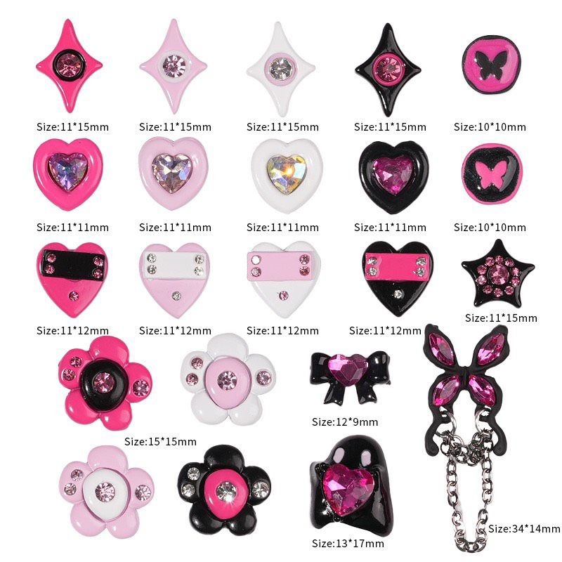 Charm nail thịnh hành-charm mẫu mới đen hồng nail