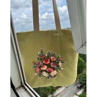 Túi vải canvas thêu hoa (hình shop tự chụp ko chỉnh sửa)