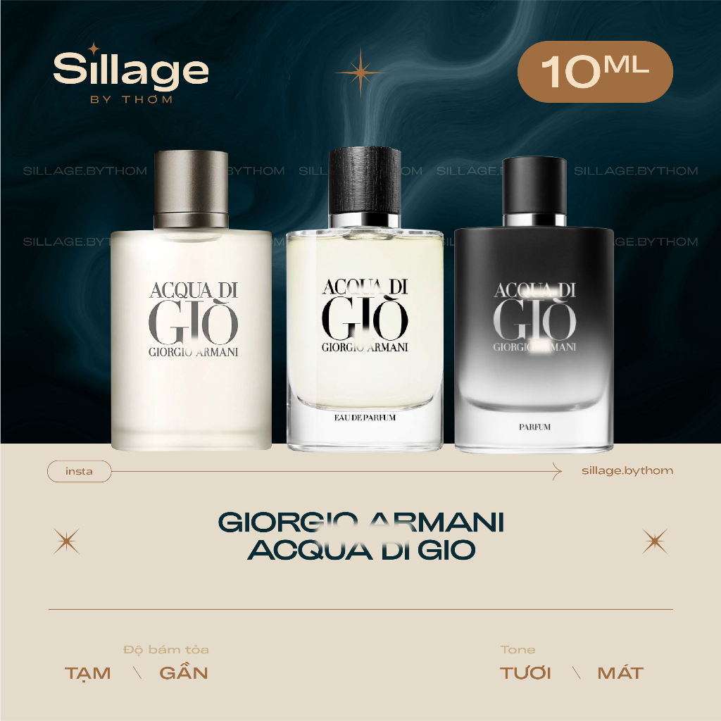 ACQUA DI GIO POUR HOMME EDT EDP PARFUM | Mẫu thử nước hoa nam