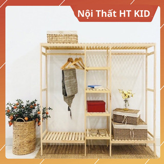 Kệ/Tủ Treo Quần Áo 3 Khoang Gỗ Đa Năng (Giá Rẻ Nhất)
