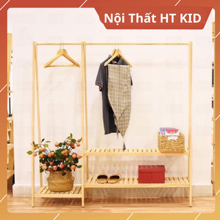 Giá treo quần áo đôi,giá treo quần áo homestay gỗ thông nhập khẩu 100%(Giá Xưởng)