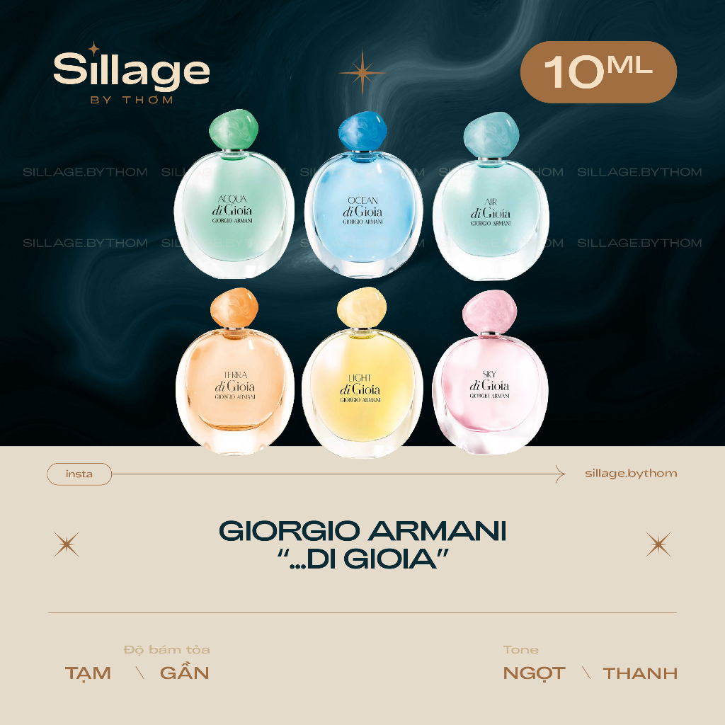 Mẫu thử nước hoa nữ G I O R G I O  A R M A N I DI GIOIA SKY | OCEAN | ACQUA | AIR | LIGHT | TERRA | SUN