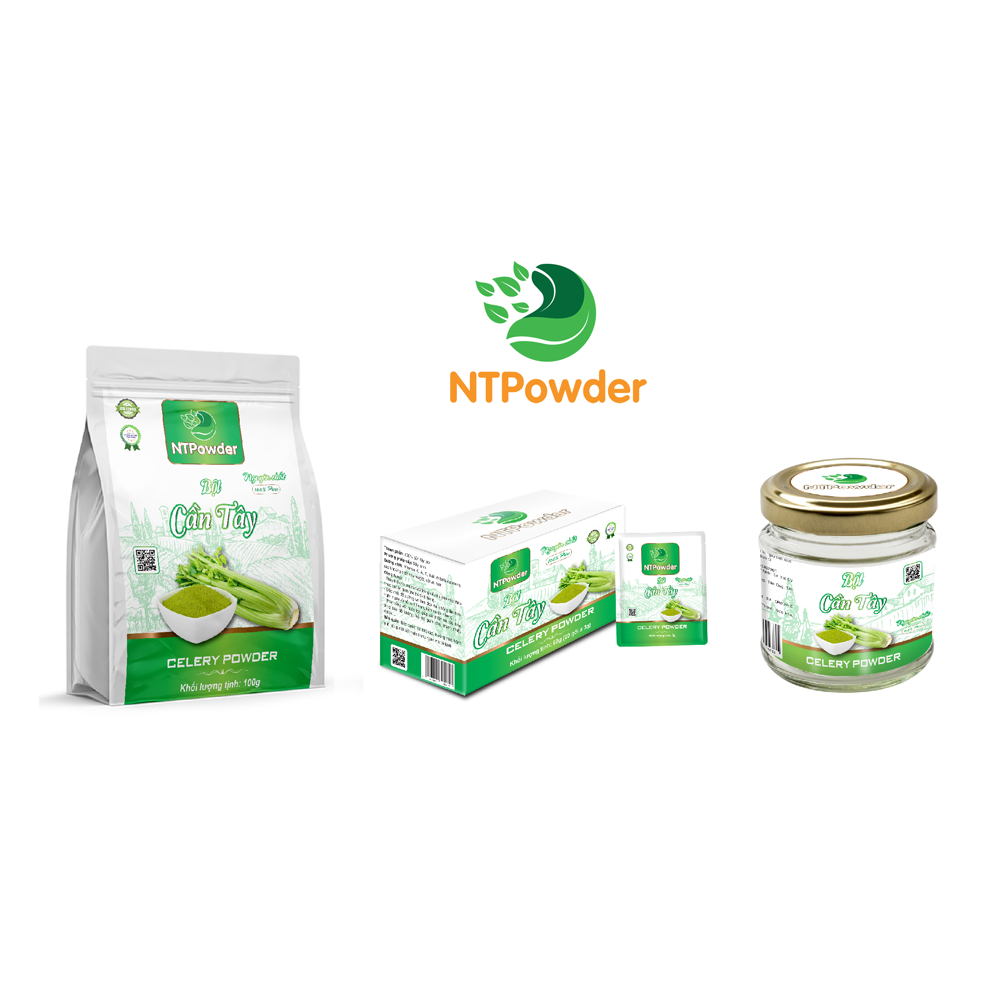 Bột Cần Tây sấy lạnh nguyên chất NTPowder hộp 300gr / túi 100gr / hũ 60gr / hộp 20 gói x 3gr - Nhất Tín Food