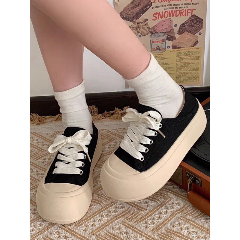 GIÀY BÁNH MÌ ĐẾ CAO 4CM MŨI TRÒN MÃ 335