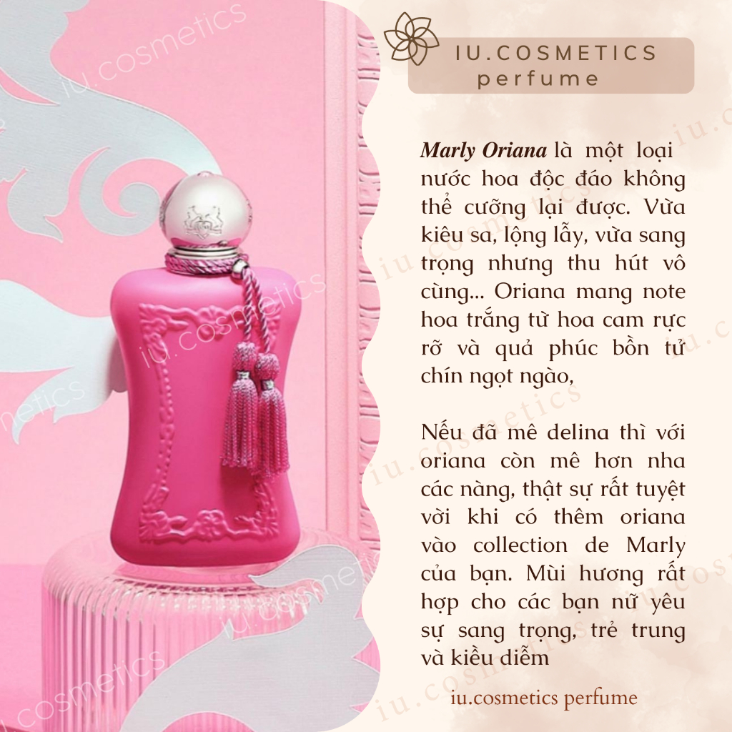 Nước hoa nữ Parfums De Marly Delina - Oriana EDP 75ml - Dầu thơm hoa hồng, vani ngọt ngào gợi cảm - iu.cosmetics