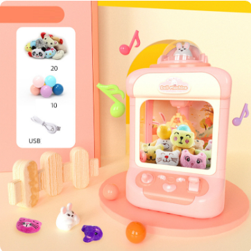 Máy gắp thú bông mini cho bé có hiệu ứng nhạc kèm 10 thú bông  + 10 quả bóng