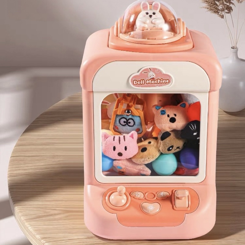 Máy gắp thú bông mini cho bé có hiệu ứng nhạc kèm 10 thú bông  + 10 quả bóng