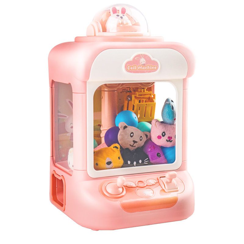 Máy gắp thú bông mini cho bé có hiệu ứng nhạc kèm 10 thú bông  + 10 quả bóng