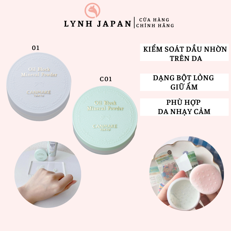 Phấn phủ kiềm dầu cho da nhạy cảm Canmake Oil Block Mineral Powder Nhật Bản