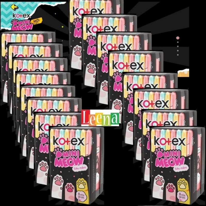 Combo 16 gói Kotex Mini meow siêu mỏng siêu mềm 24cm