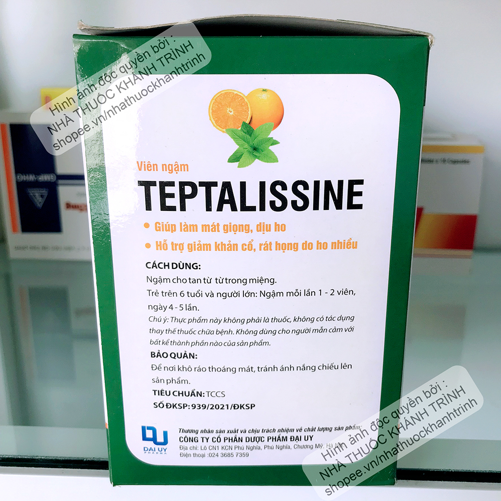 Kẹo ngậm Teptalissine vị cam thơm ngon, giảm đau rát họng, khản tiếng, giảm ho gió ho khan