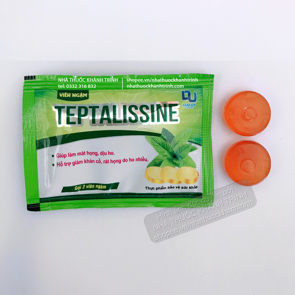 Kẹo ngậm Teptalissine vị cam thơm ngon, giảm đau rát họng, khản tiếng, giảm ho gió ho khan
