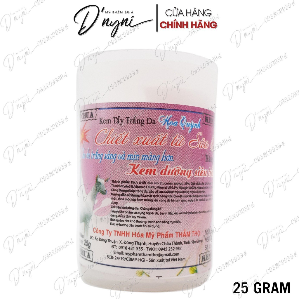 KEM CHUA  Dưỡng Siêu Tẩy Trắng Da Hoa Quỳnh Chiết Xuất Từ Sữa Dê 25 Gram