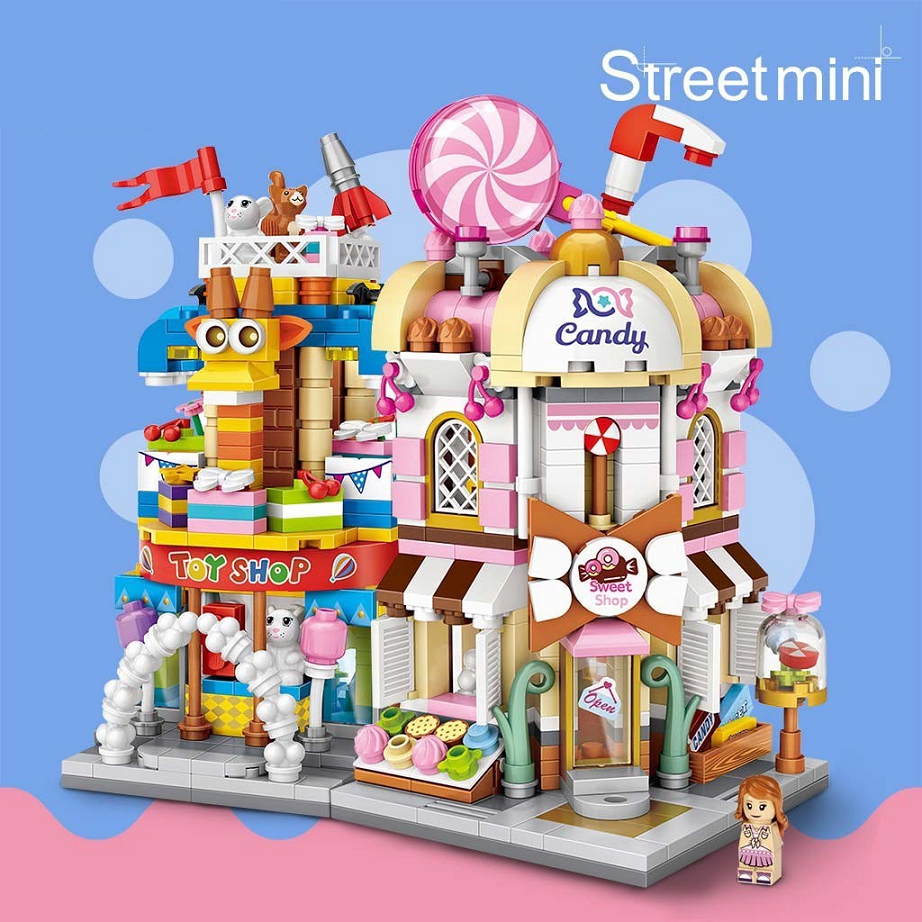 Bộ đồ chơi lắp ráp mô hình cửa hàng đường phố-commercial street view 1641-1648