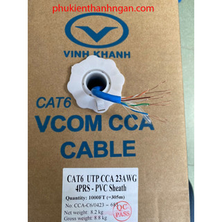 Cáp lan cat6e cca utp 23awg 4prs solid - xanh