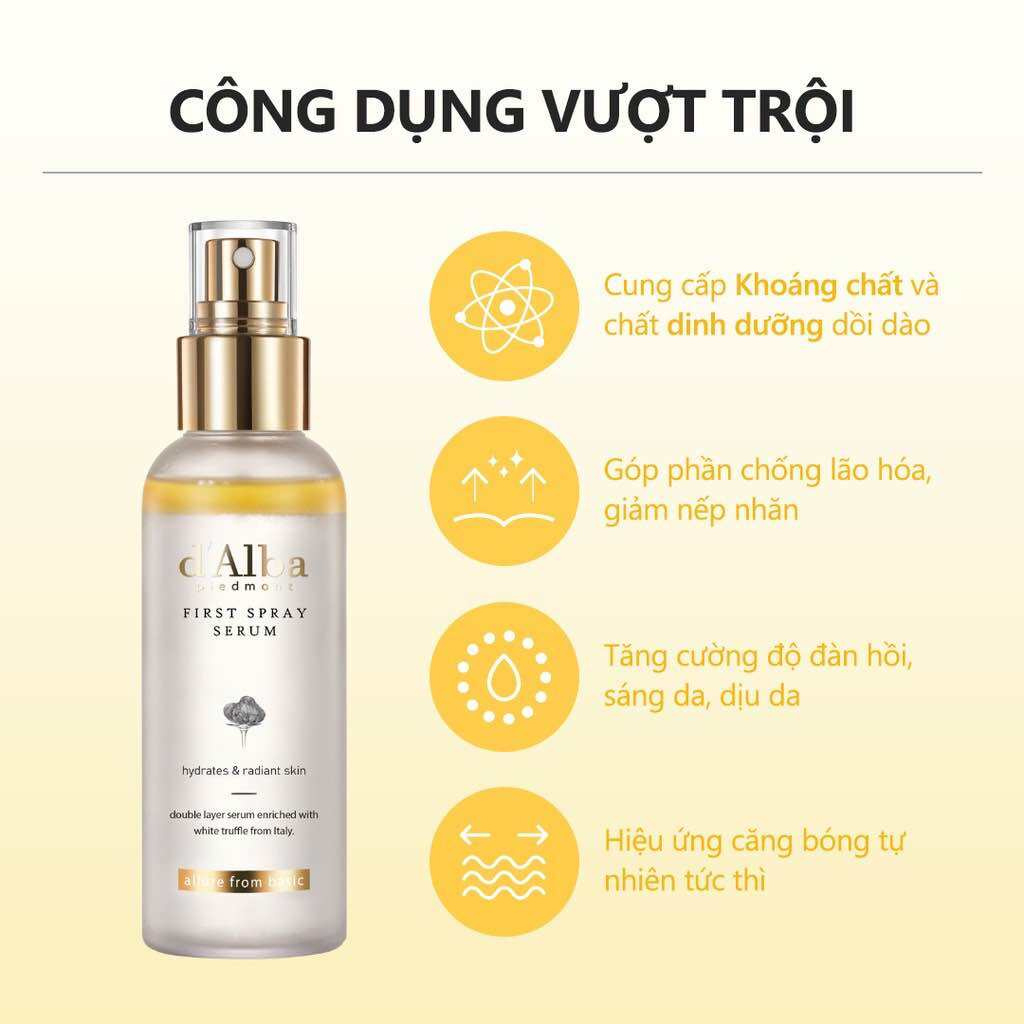 Xịt khoáng serum d'Alba, serum dạng xịt khoáng căng bóng da First Spray Version Mới 2022 dưỡng ẩm, căng bóng 50ml,100ml | BigBuy360 - bigbuy360.vn