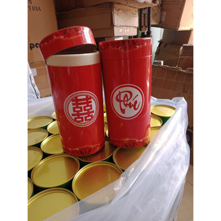 Lon đựng trà cưới, hỏi KT 8x18cm (Đựng vừa 100gr trà)
