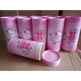 Lon đựng trà cưới, hỏi KT 8x18cm (Đựng vừa 100gr trà)