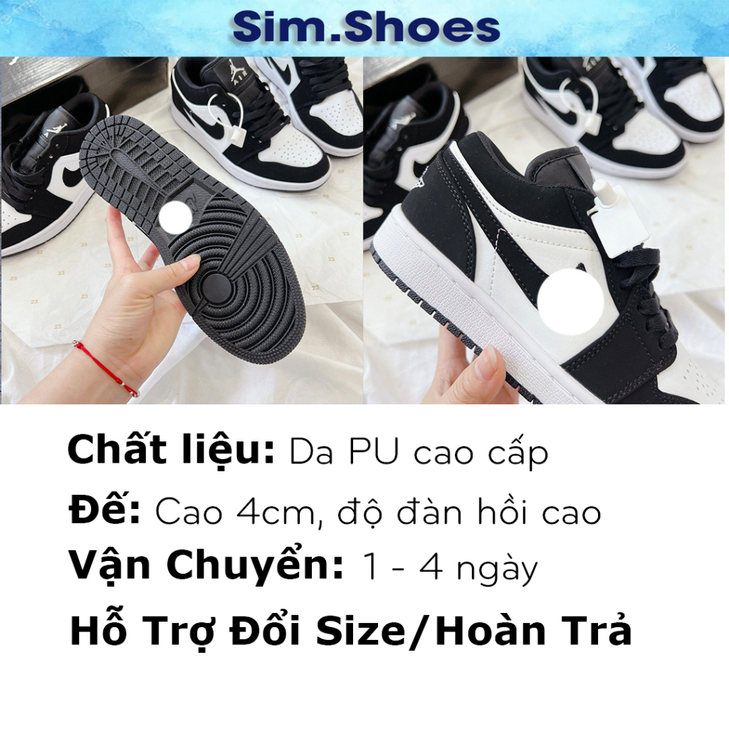 Giày jordan panda cổ thấp đen trắng, giày jordan 1 low panda nam nữ bản cao cấp full pk
