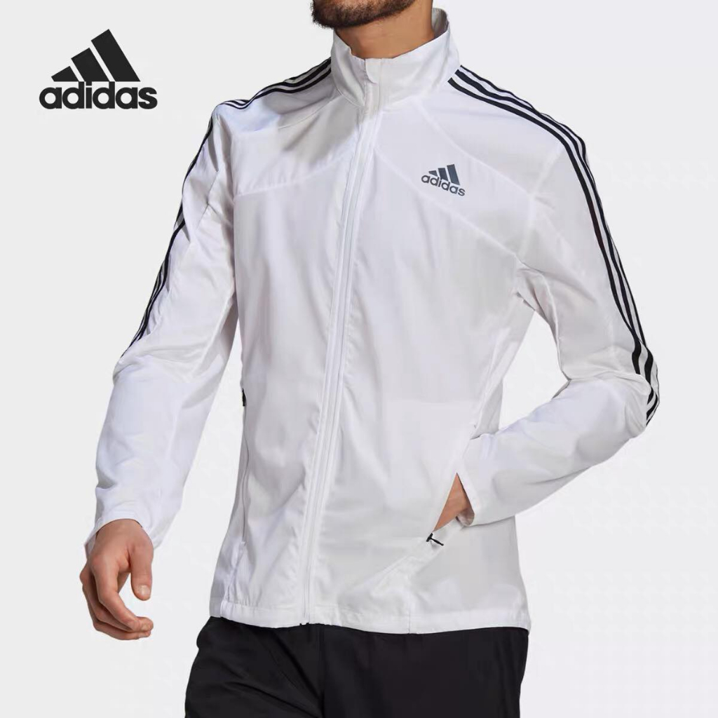 Áo khoác dù nam adidas màu đen trắng 3 sọc chất liệu dù gió 2 lớp cao cấp from thể thao siêu thoải mái in